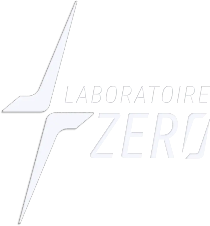 logo entier blanc Laboratoire Zéro pour footer